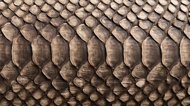 Brown snake skin texture background, Detailed reptilian pattern backdrop, Natural animal material element