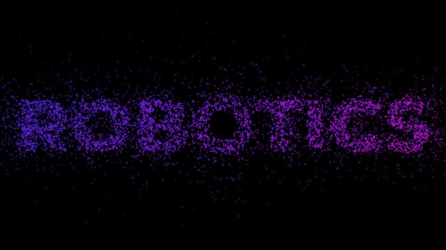 Robotics Concept Typography with Purple Digital Particle Effect