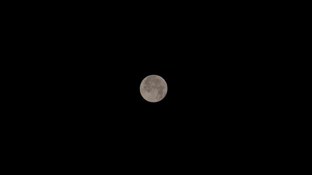 Full Moon Setting in Dark Sky During Moonset