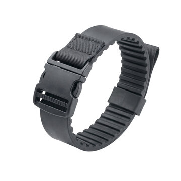 Black fin strap for scuba diving, isolated on transparent background