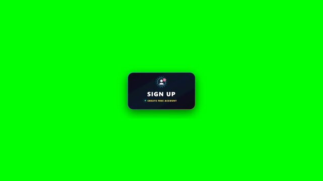 Sign up animated call to action overlay with member pass card on clean green screen. Features kinetic user avatar halo, bold typography, and seamless loop for video creators.