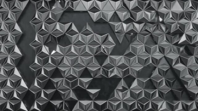 Abstract 3D shifting dark metallic geometric triangle pattern background loop   