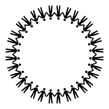 round unity border abstract human chain teamwork partnership community frame