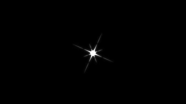 Twinkling star motion graphics, black screen background, glowing star motion graphics, 2d cartoon animation, white cartoon flat vector doodles style stars, shine animation overlay 4k
