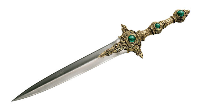 Medieval fantasy sword with ornate jeweled hilt