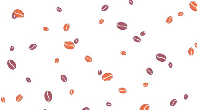 Falling coffee beans risograph print animation white background