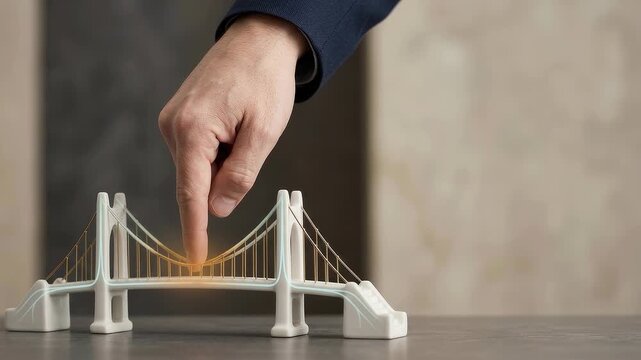 Financial Stress Testing Seamless Loop Hand Testing Ceramic Bridge Stress Model for Corporate Risk Management Presentation Background.