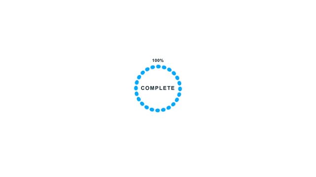 Minimal circular segmented neon blue technology progress dashboard on a clean white background, featuring sequential ignition and moving percentage.