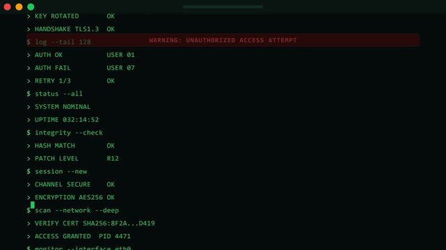 Cybersecurity Hacking Terminal Screen with Unauthorized Access Warning
