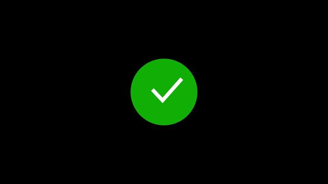 animation green check mark that symbolizes approval or success.  approved tick mark icon, Check mark icon animation , right mark icon. check box, 