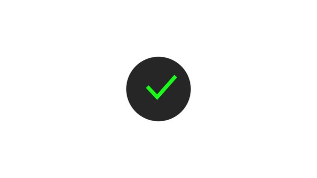 animation green check mark that symbolizes approval or success.  approved tick mark icon, Check mark icon animation , right mark icon. check box, 