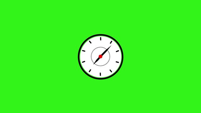 Clock spinning, watch animation on transparent background with alpha channel. Clock icon flat style 24 hours day fast speed.  24 hours of clock in 30 seconds animation video, simple flat motion graph
