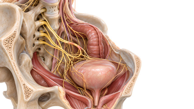 Autonomic Neuropathy of Sympathetic and Parasympathetic Nerves, Photorealistic 3D Anatomy Render Showing a Focal Nerve Lesion with Preserved Structures for Medical Education and Healthcare Design
