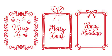 Vintage christmas and holiday frames with festive greetings and floral details © sumaiyagd10