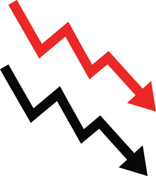 Arrow icon vector illustration showing two downward trends