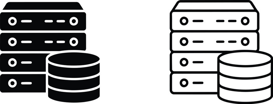 Server icon graphic database storage rack unit set