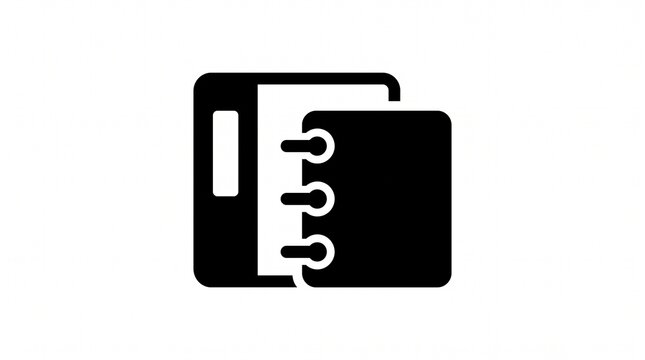 Black silhouette icon of a binder and spiral notebook for organization