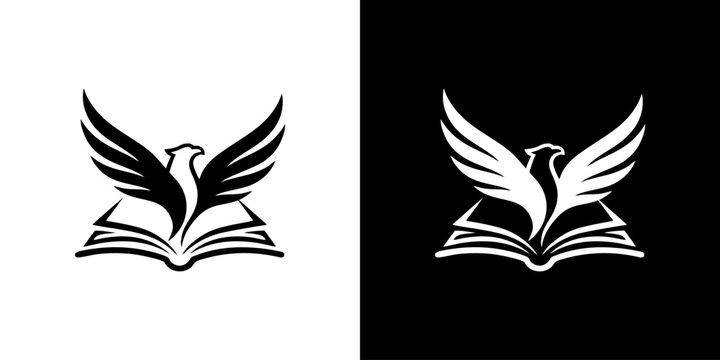 Eagle wing book logo design icon for education university library academy