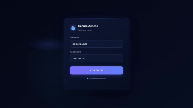 Secure login interface authenticating user credentials animation