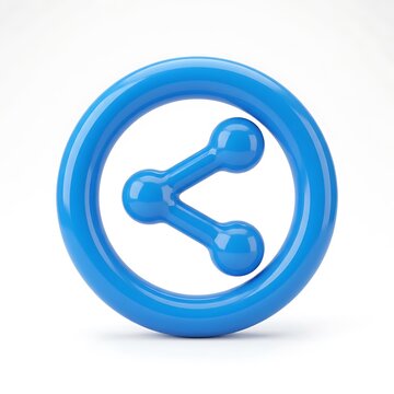 Bright blue share icon with a circular background isolated on white