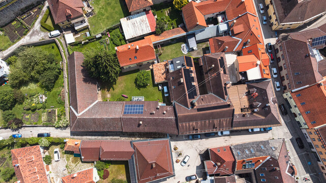 Historic Friesach viewed from drone in summer time