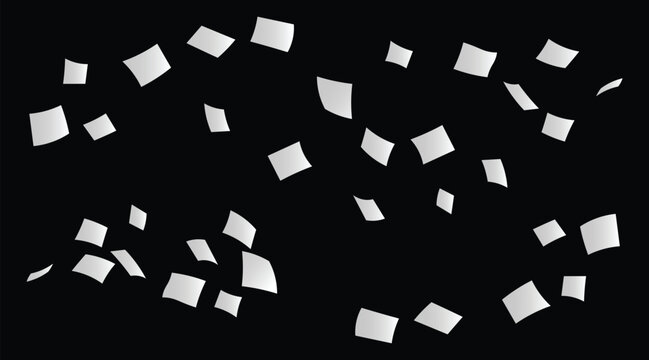 White paper Falling Against Black Vector Background