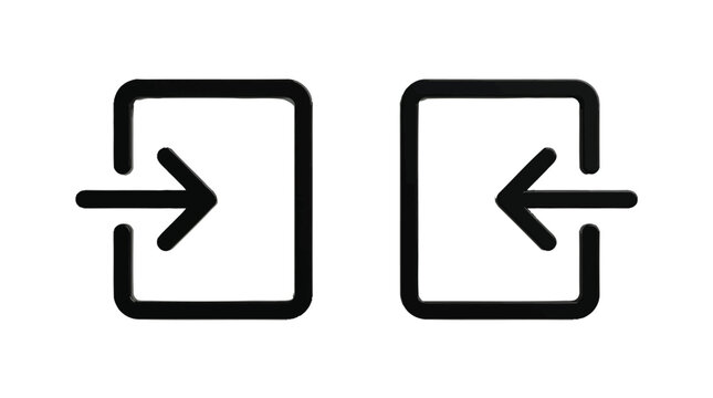 Black login and logout icons isolated on transparent background
