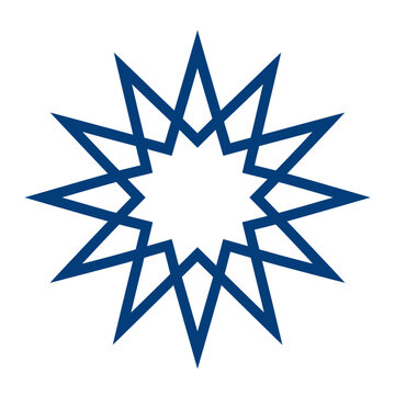 Elegant navy blue dodecagram star symbol isolated on white background