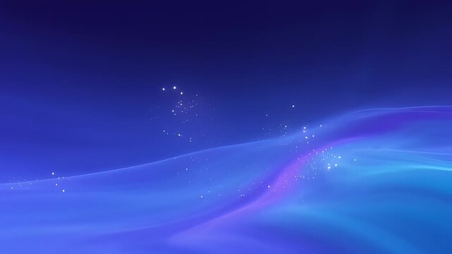 Blue purple abstract waves with glowing stars motion graphic