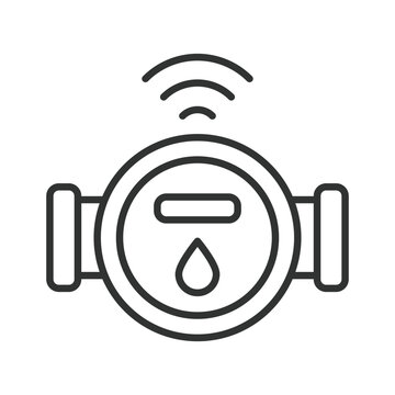 Smart water meter for consumption monitoring, icon in line design