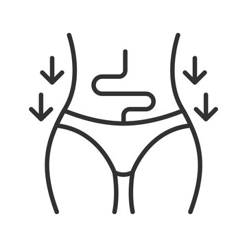 Healthy intestinal function and digestive wellness, icon in line design