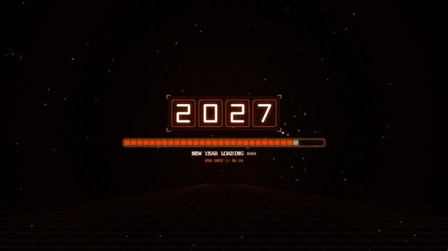 Retro Synthwave New Year 2027 Loading Screen and Progress Bar