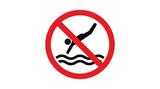 No diving warning sign icon