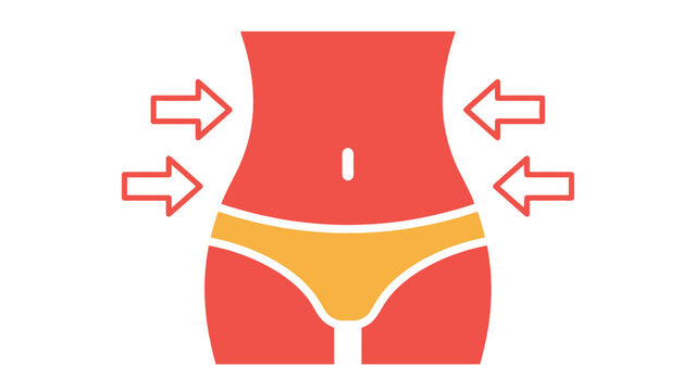 Weight loss and waist slimming concept icon with arrows pointing to