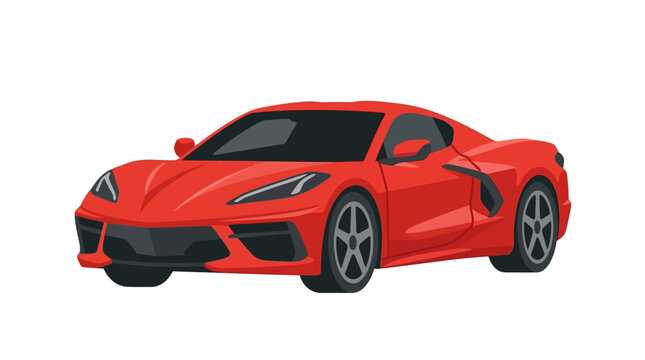 Red sports car illustration with black accents against a white background