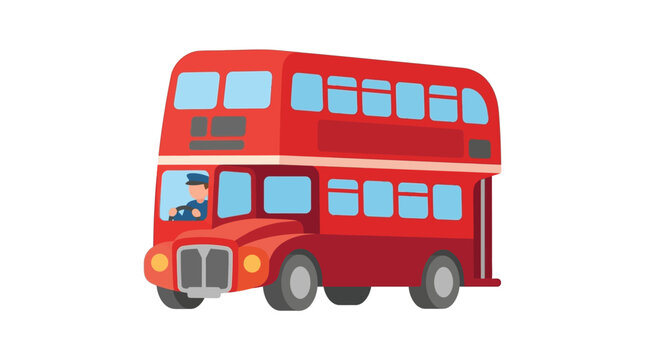 Red double decker bus illustration with a white background