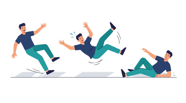 Man slipping and falling on a slippery surface vector illustration