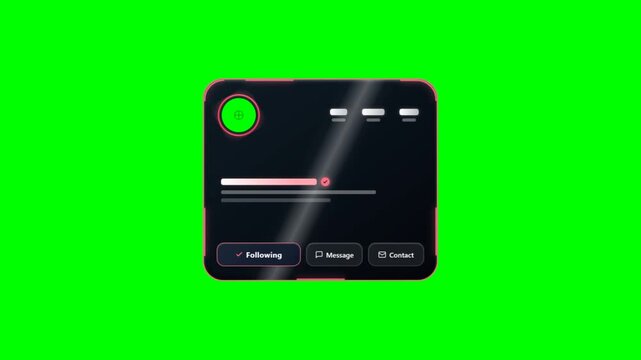 Social Profile Card Following Notification Card Green Screen