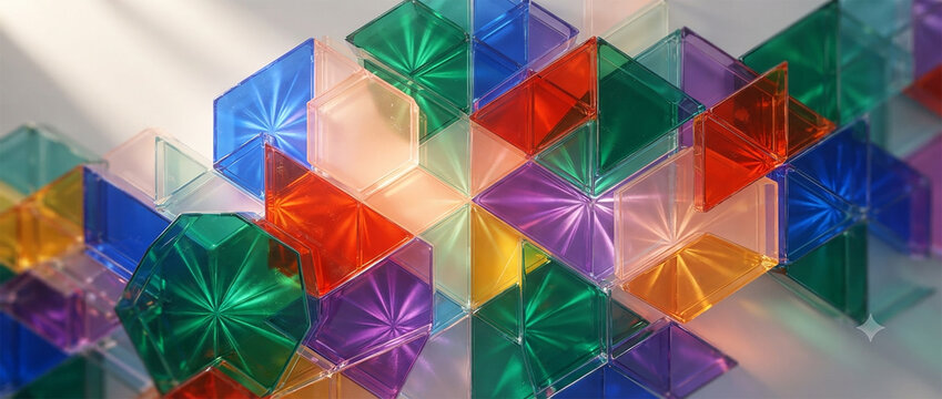 Geometric Colorful Translucent Prism Tiles Abstract Background for Creative Modern Design