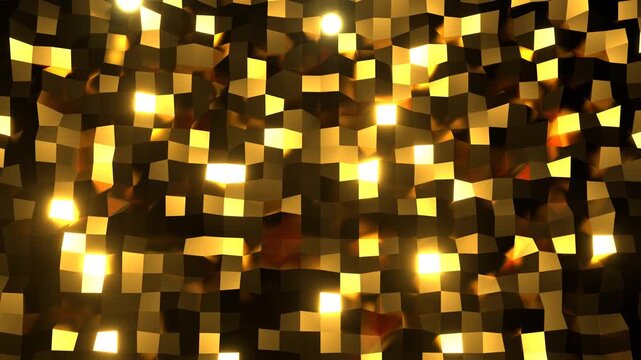 4 K Luxurious 3D low-poly geometric gold abstract background with sparkling light reflections. Ideal for wallpaper and elegant presentation designs.