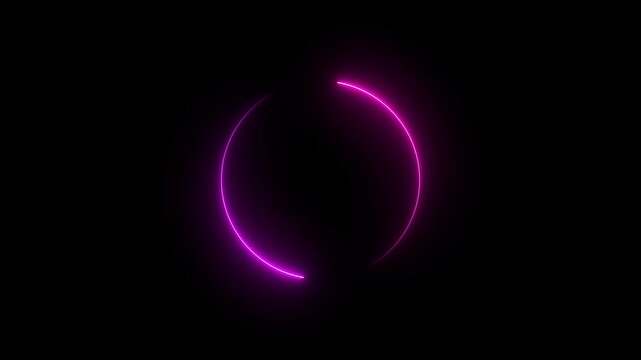 Round circle picture frame with two tone neon color shade motion graphic on isolated black background. Blue and pink light moving for overlay element.