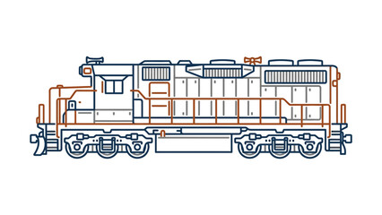 Diesel Locomotive Outline Vector Illustration © Anjas