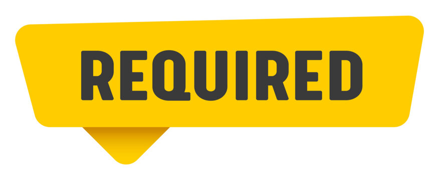 required sign. required yellow sticker isolated on transparent background