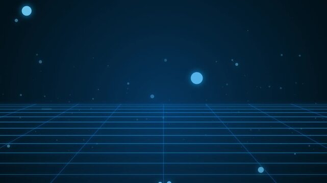 Abstract blue digital grid lines with floating particles during a futuristic motion graphic