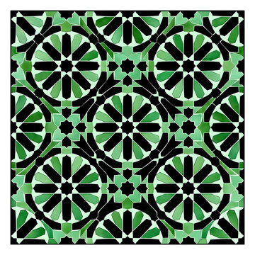 Green Islamic Geometric Pattern Ceramic Mosaic Tile Arabesque Design