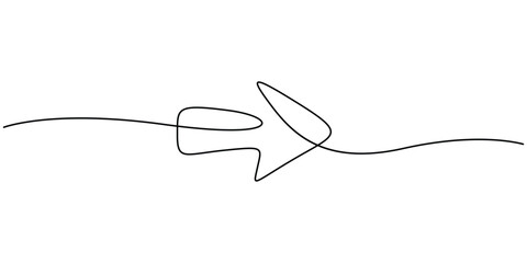 Obraz premium Arrow right icon continuous line drawing for direction and navigation concept vector