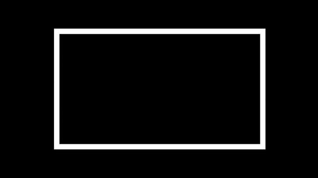 White rectangular frame with alpha channel on a black transparent background. 4K animation