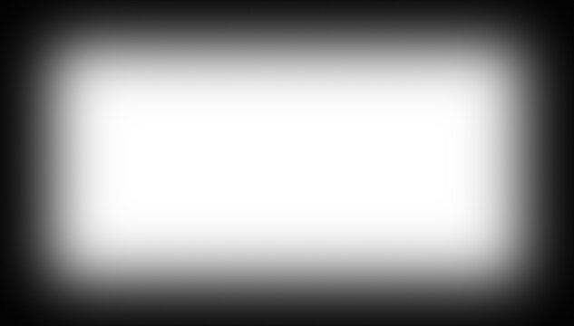 Black vignette frame on transparent background. Soft light rectangle gradient vignette overlay. Design element for advertising, photos, and movies.