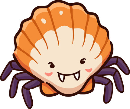 hermit crab cute halloween sea creatures ocean life vector character