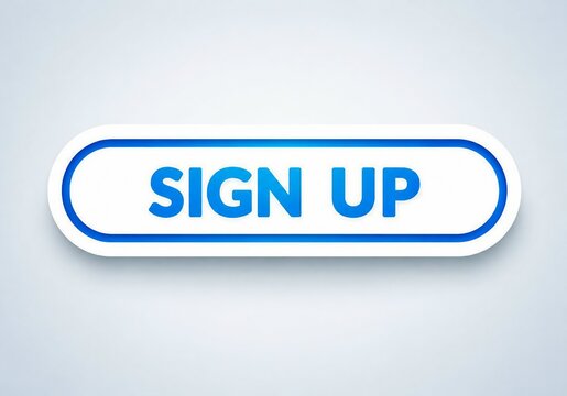 Modern blue sign up button with 3d glossy effect
